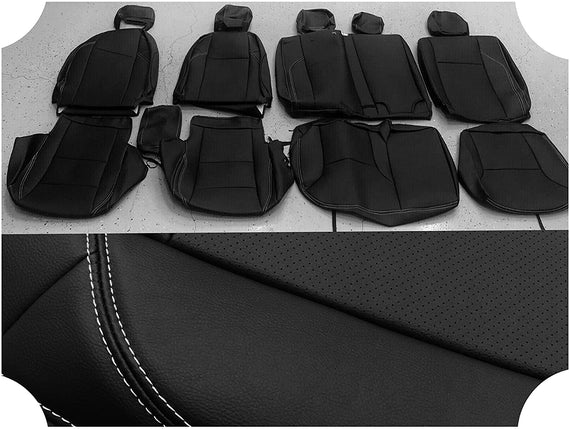 Synthetic Leather Seat Covers for 2016-2020 Toyota Tacoma Double Cab Black/white